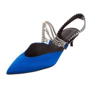 Self portrait electric blue sling back sandals